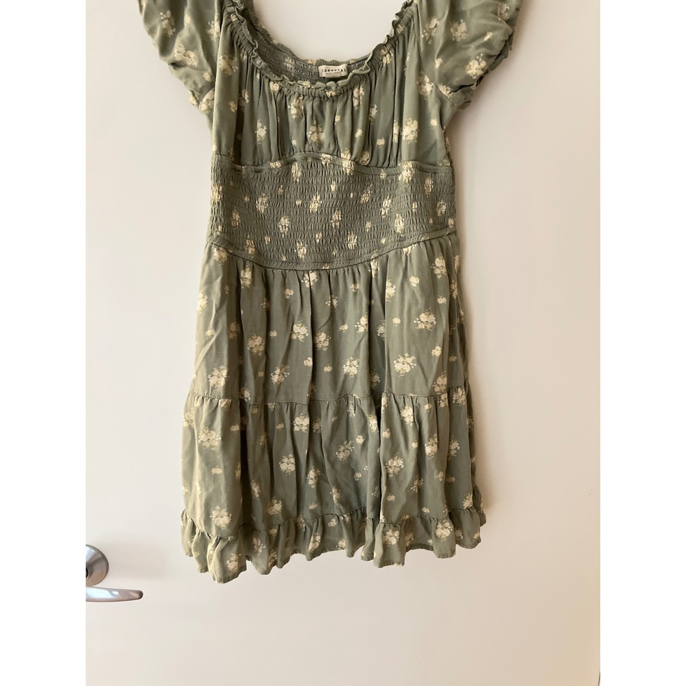 Aeropostale Womens Sage Green Floral‎ Smocked Mini Dress Puff Sleeve XL 2476AS25 - Picture 4 of 9